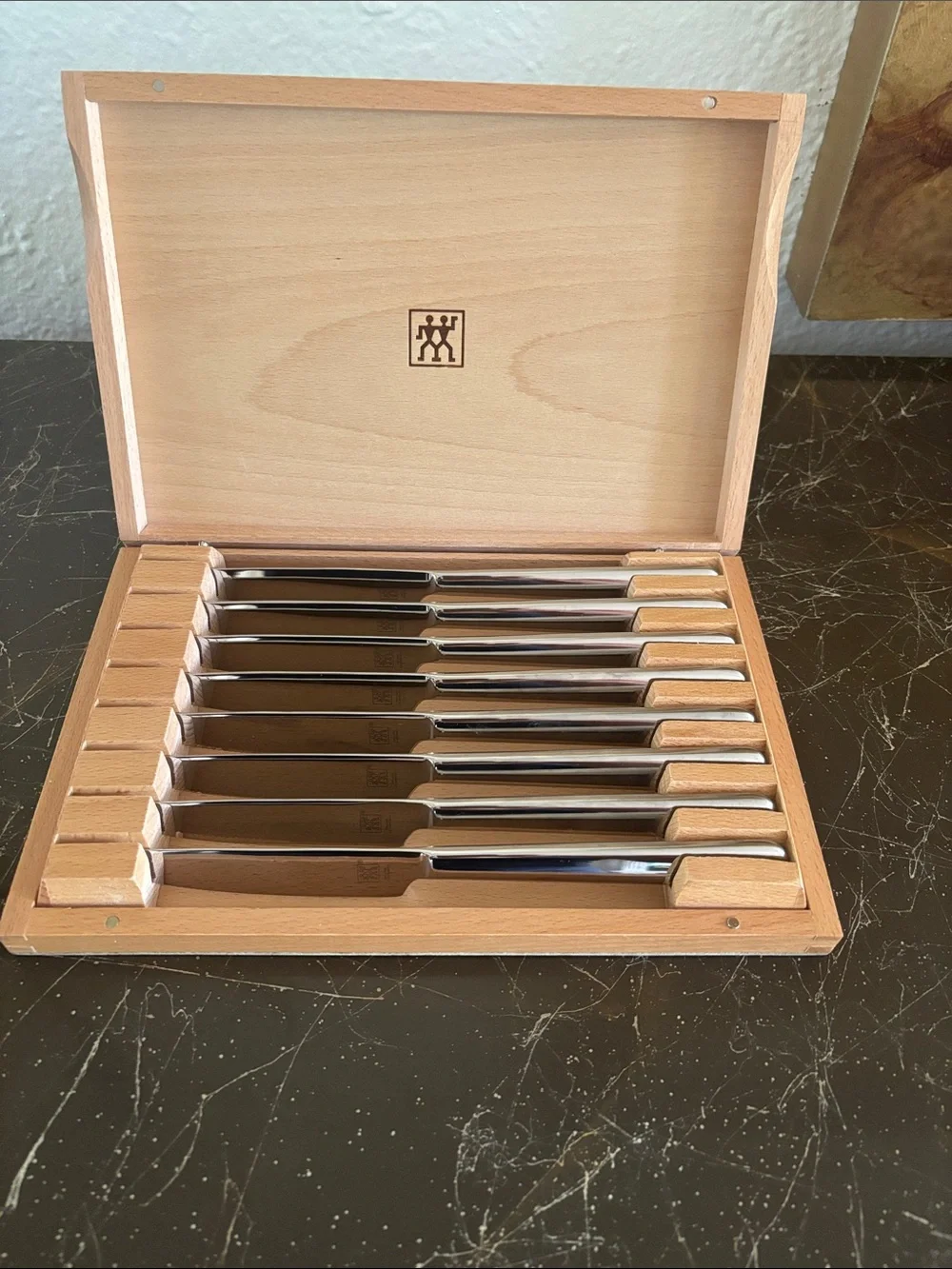 ZWILLING J.A. Henckels Silver Steak Knife Set in Wood Box